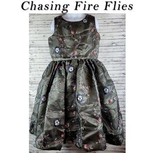 Chasing Fireflies Floral Embroidered Bubble Hem Dress Size 10